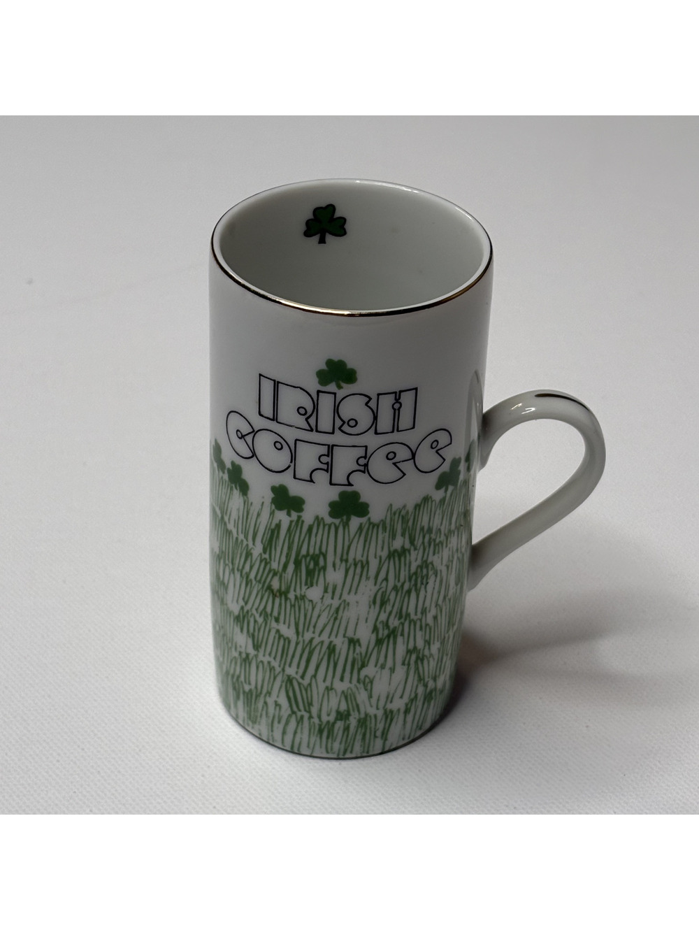 Vintage Enesco Irish Coffee Mug Shamrock Footed Ceramic Cup Japan